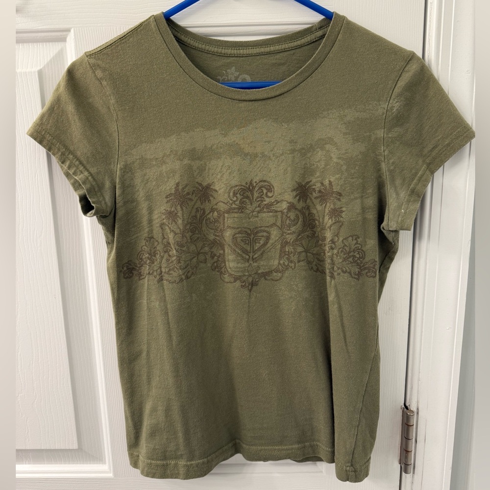 Roxy vintage hunter green baby doll shirt women’s medium
